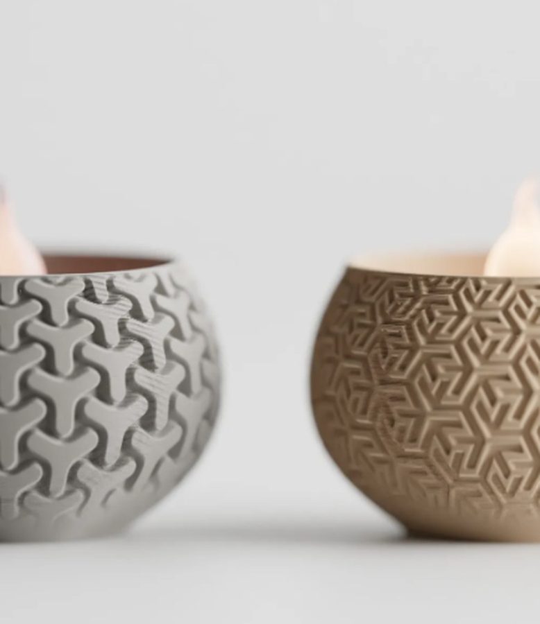 Bougie LED Géométrique — Lot de 4 piece — Déco intérieure imprimé en 3D en France, vue 2
