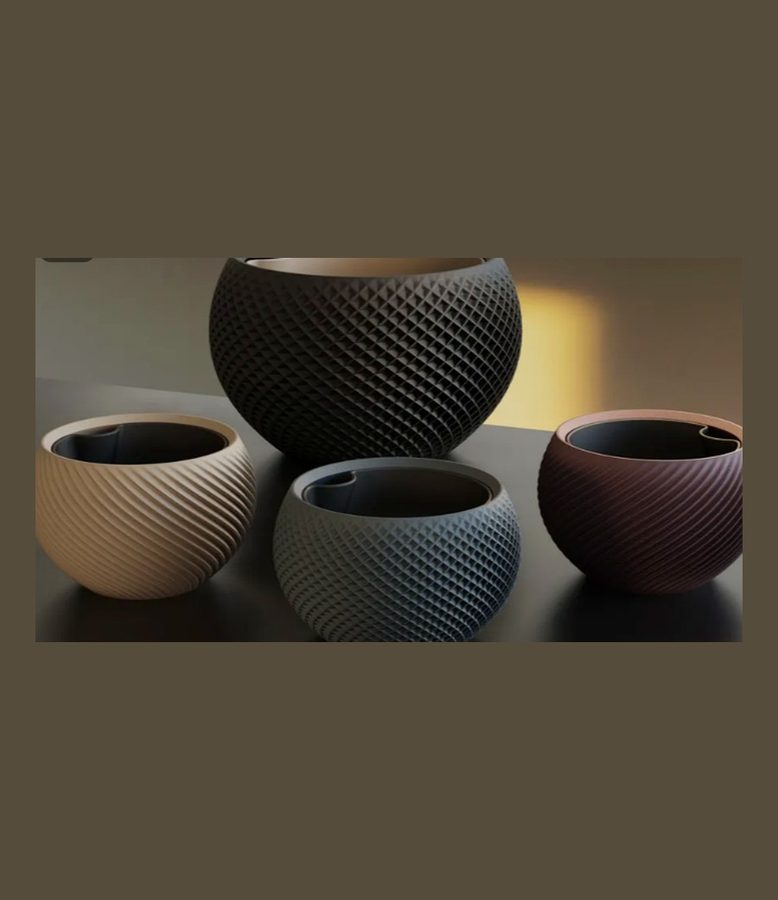 CACHE-POT ORBE lot 4 piece — Déco intérieure imprimé en 3D en France, vue 2