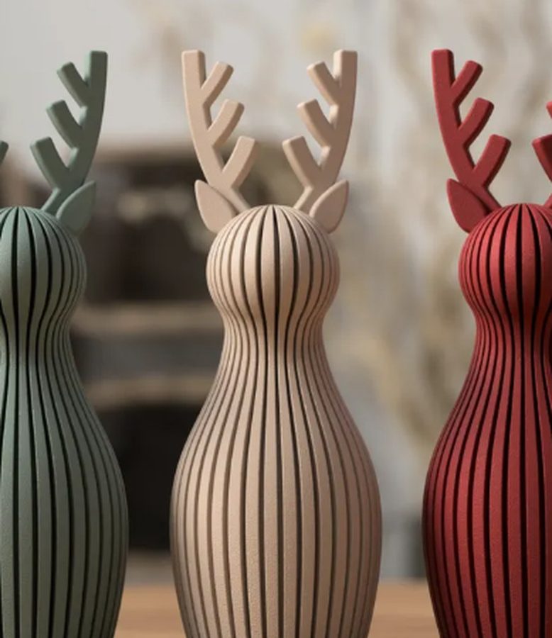 CERF STYLISÉ — NOËL lot de 3 pièce — Déco intérieure imprimé en 3D en France, vue 2