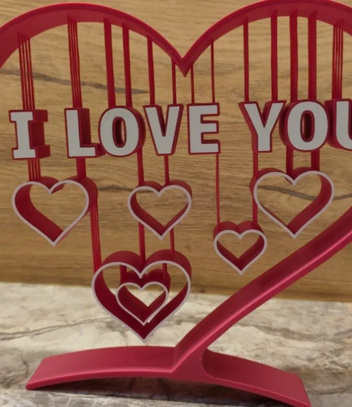 CŒUR STRING ART — I LOVE YOU — Déco intérieure imprimé en 3D en France, vue 2