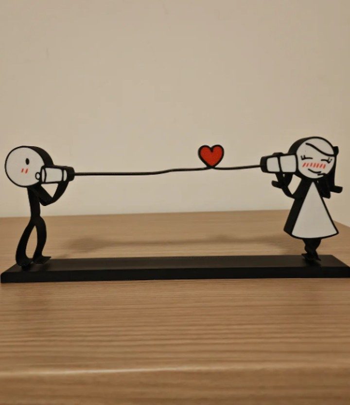 COUPLE AMOUREUX 2 — TÉLÉPHONE-FICELLE — imprimé 3D Made in France