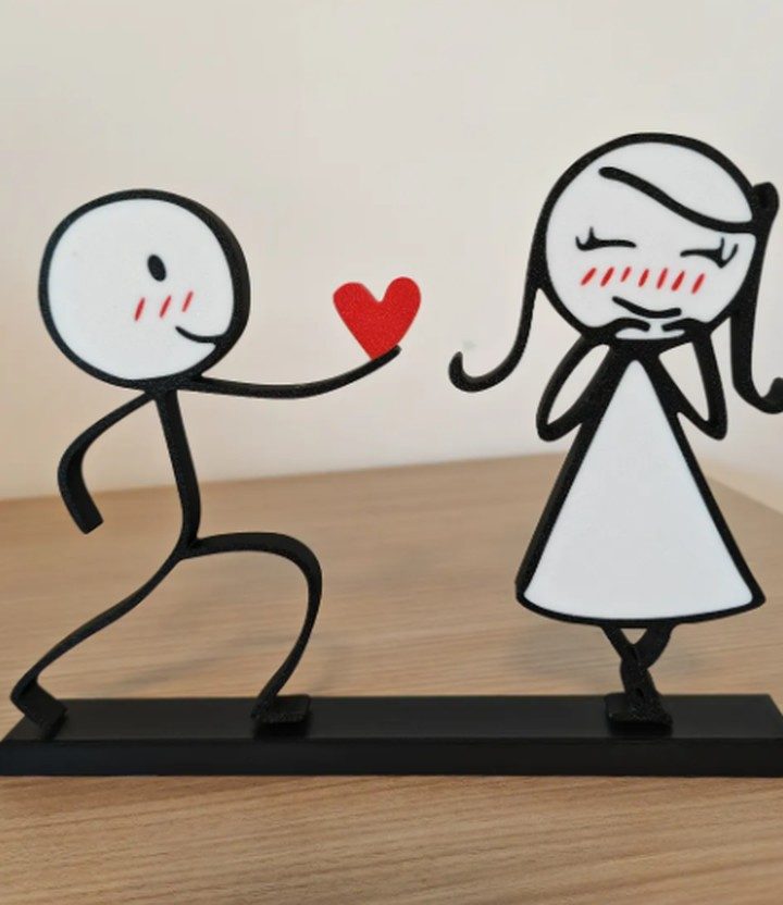 COUPLE AMOUREUX — STICK ART — imprimé 3D Made in France