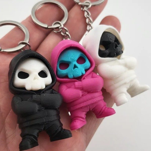CRÂNE À CAPUCHE — PORTE-CLÉS — imprimé 3D Made in France