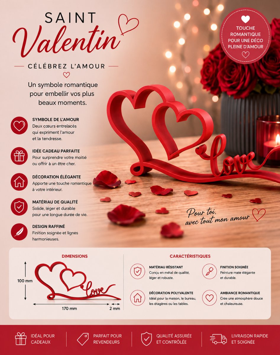 DÉCORATION CADEAU « LOVE » — imprimé 3D Made in France