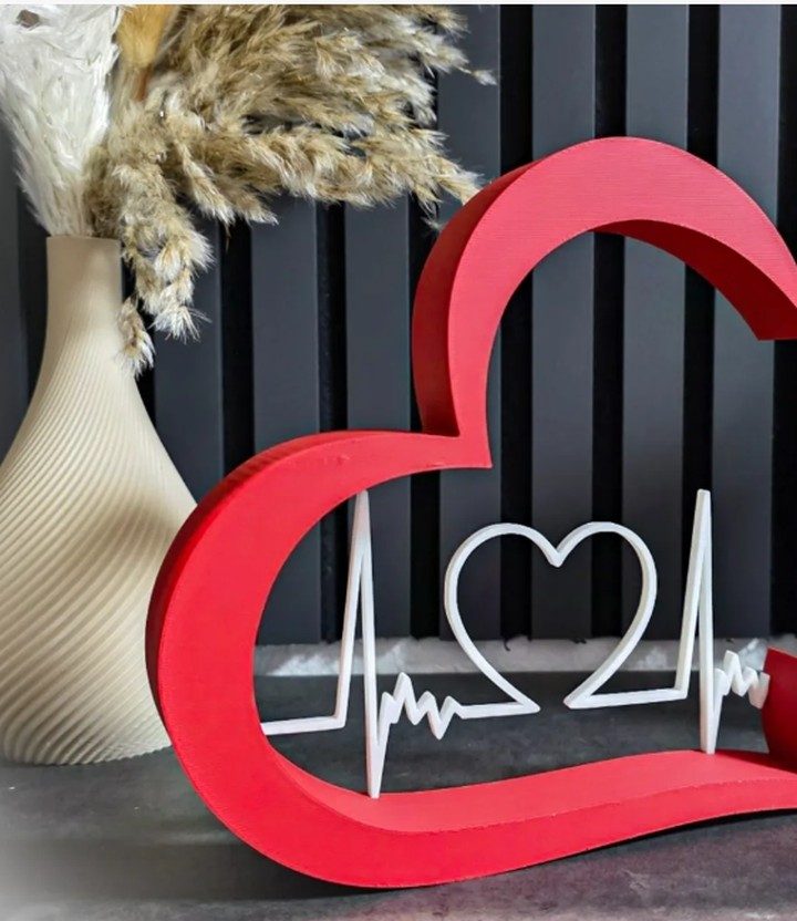 DEUX CŒURS AMOUR — Déco intérieure imprimé en 3D en France, vue 2