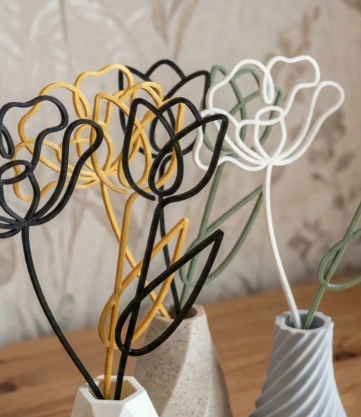 FLEURS FIL DE FER — LOT 100 pieces — Déco intérieure imprimé en 3D en France, vue 2