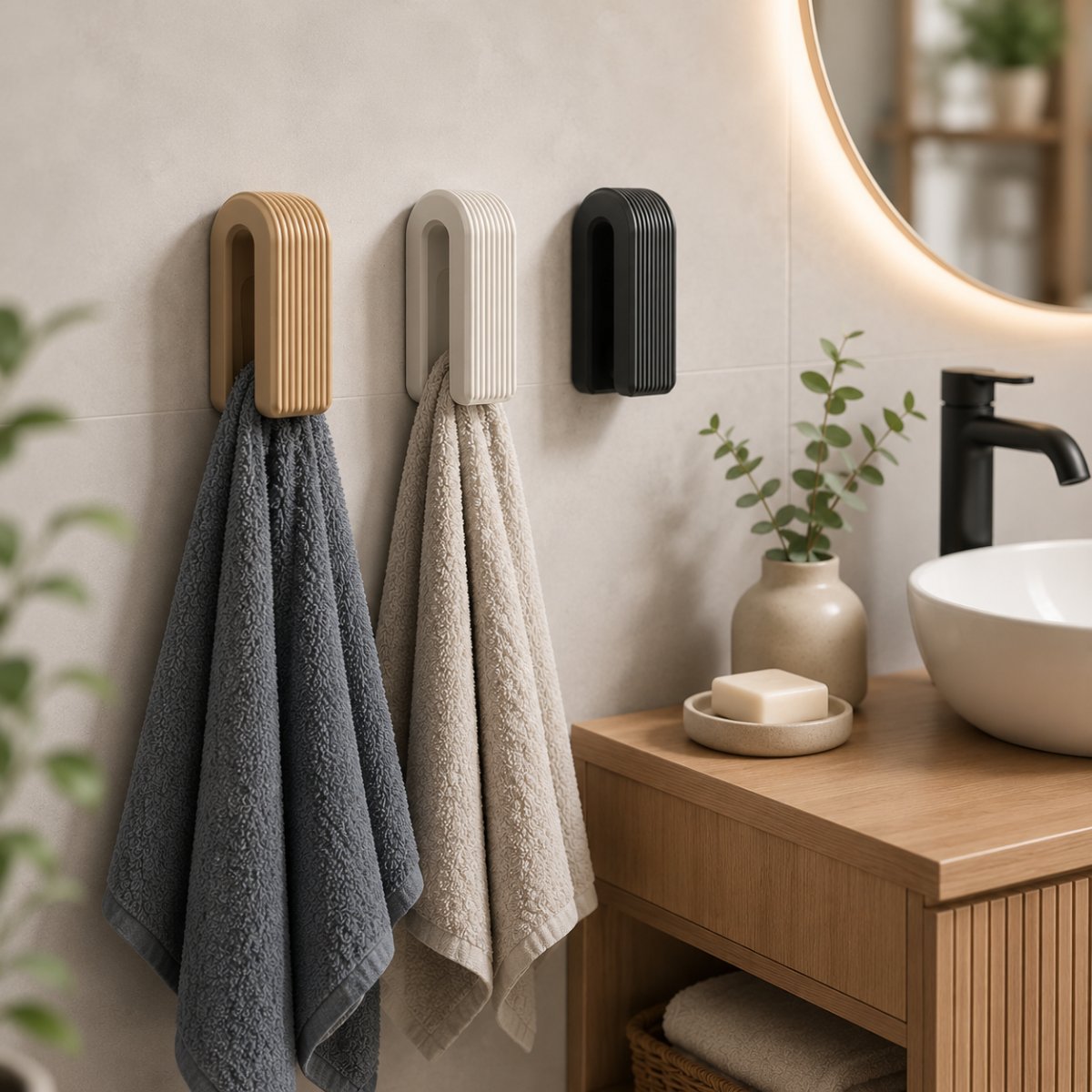 Hook Trio · Porte-Serviettes lot de 3 pièce — Déco intérieure imprimé en 3D en France, vue 5
