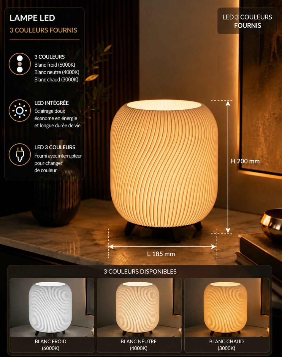 L'ÉQUILIBRE — Lampe organique — Déco intérieure imprimé en 3D en France, vue 2