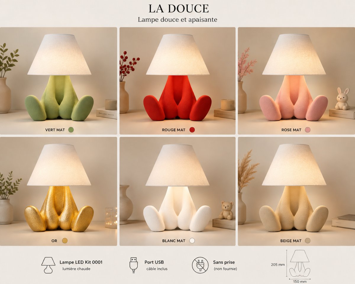 LA DOUCE — Lampe chambre d'enfant — Déco intérieure imprimé en 3D en France, vue 3