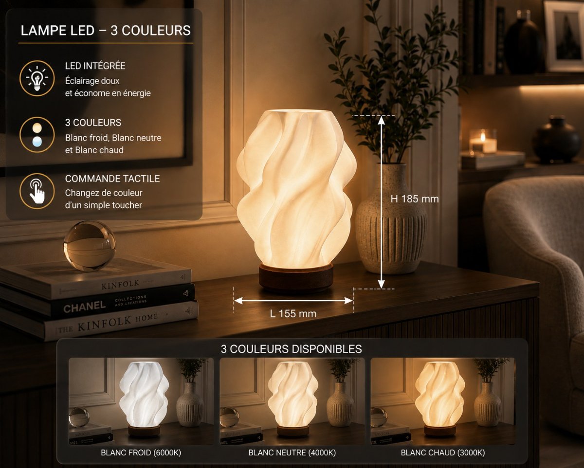 LA NUAGE — Lampe design organique — Déco intérieure imprimé en 3D en France, vue 2