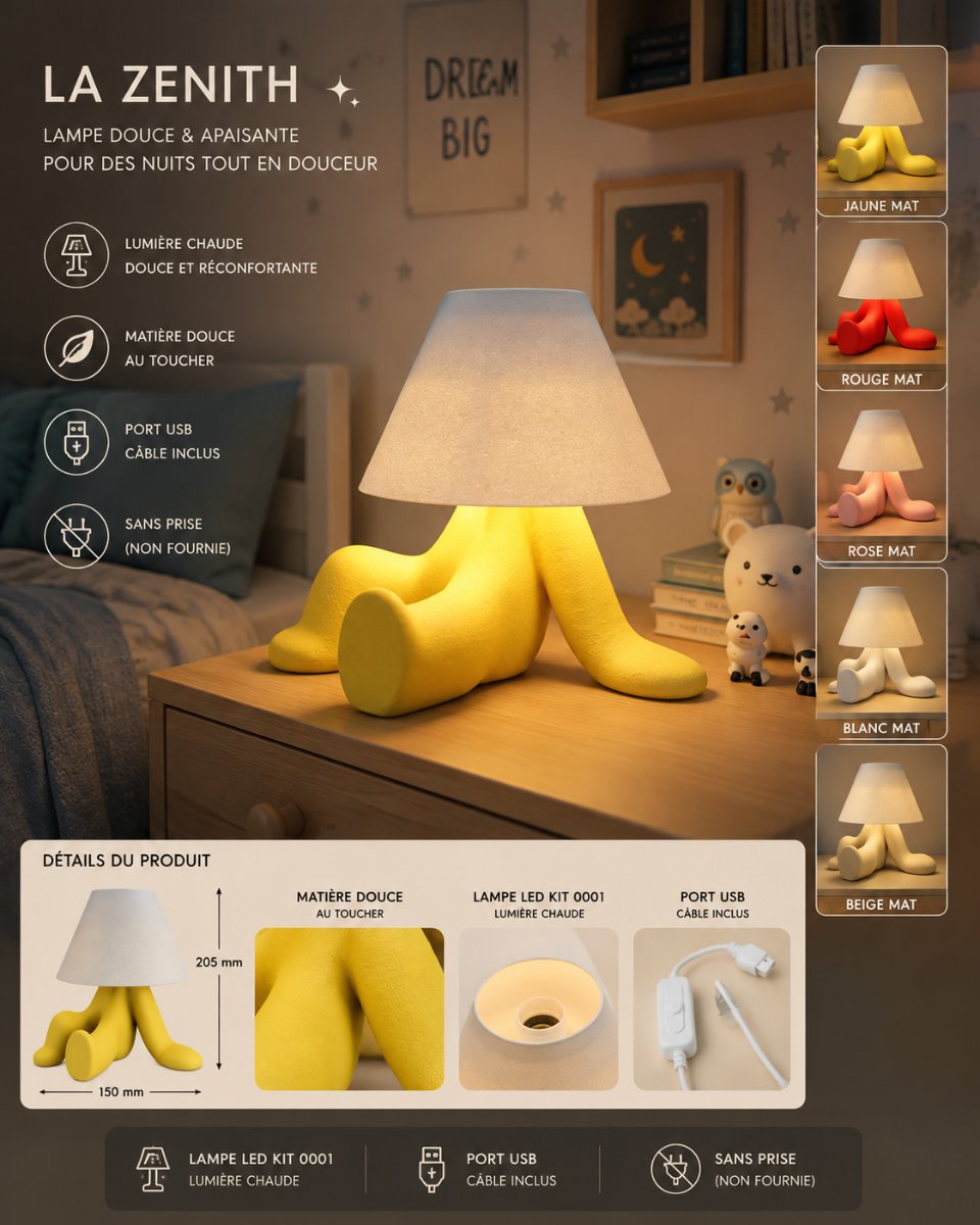 LA ZENITH — Lampe chambre d'ado — imprimé 3D Made in France