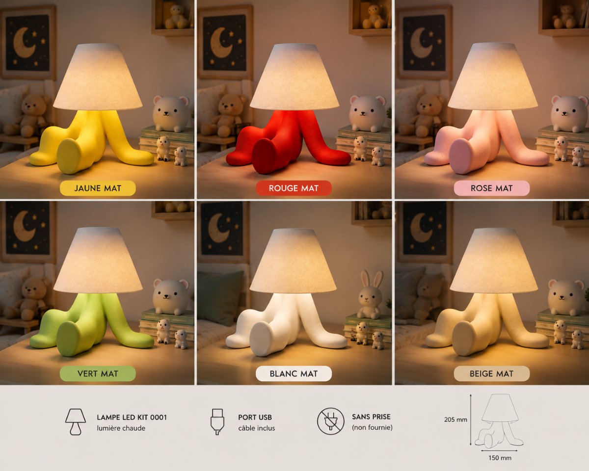 LA ZENITH — Lampe chambre d'ado — Déco intérieure imprimé en 3D en France, vue 3