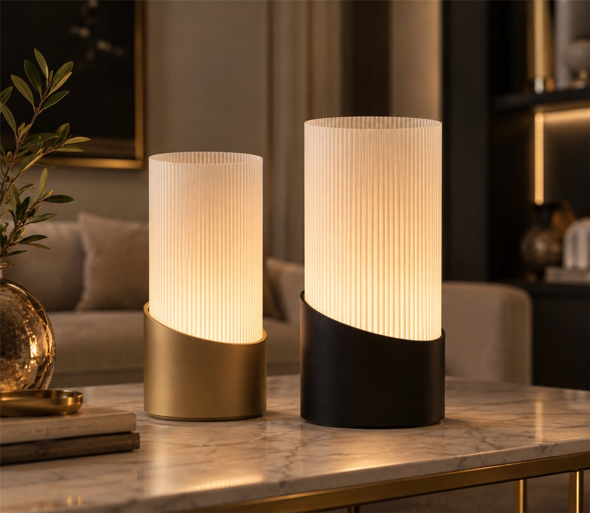 L'HARMONIE DUO — Lampes nervurées lot de 2pieces — imprimé 3D Made in France