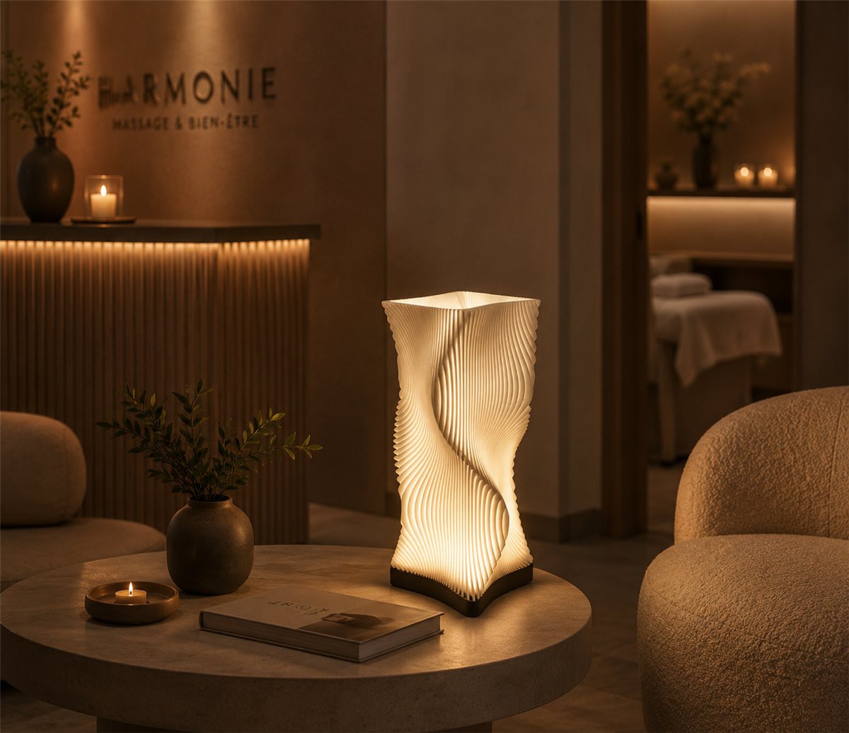 LA VOLUTE — Lampe sculpturale — imprimé 3D Made in France