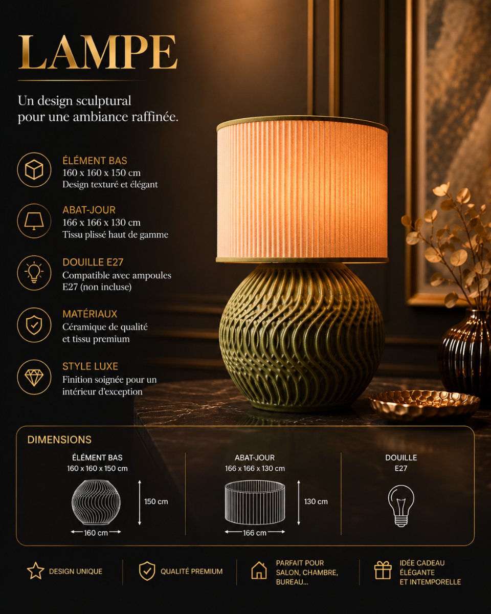 LAMPE UMBER — imprimé 3D Made in France