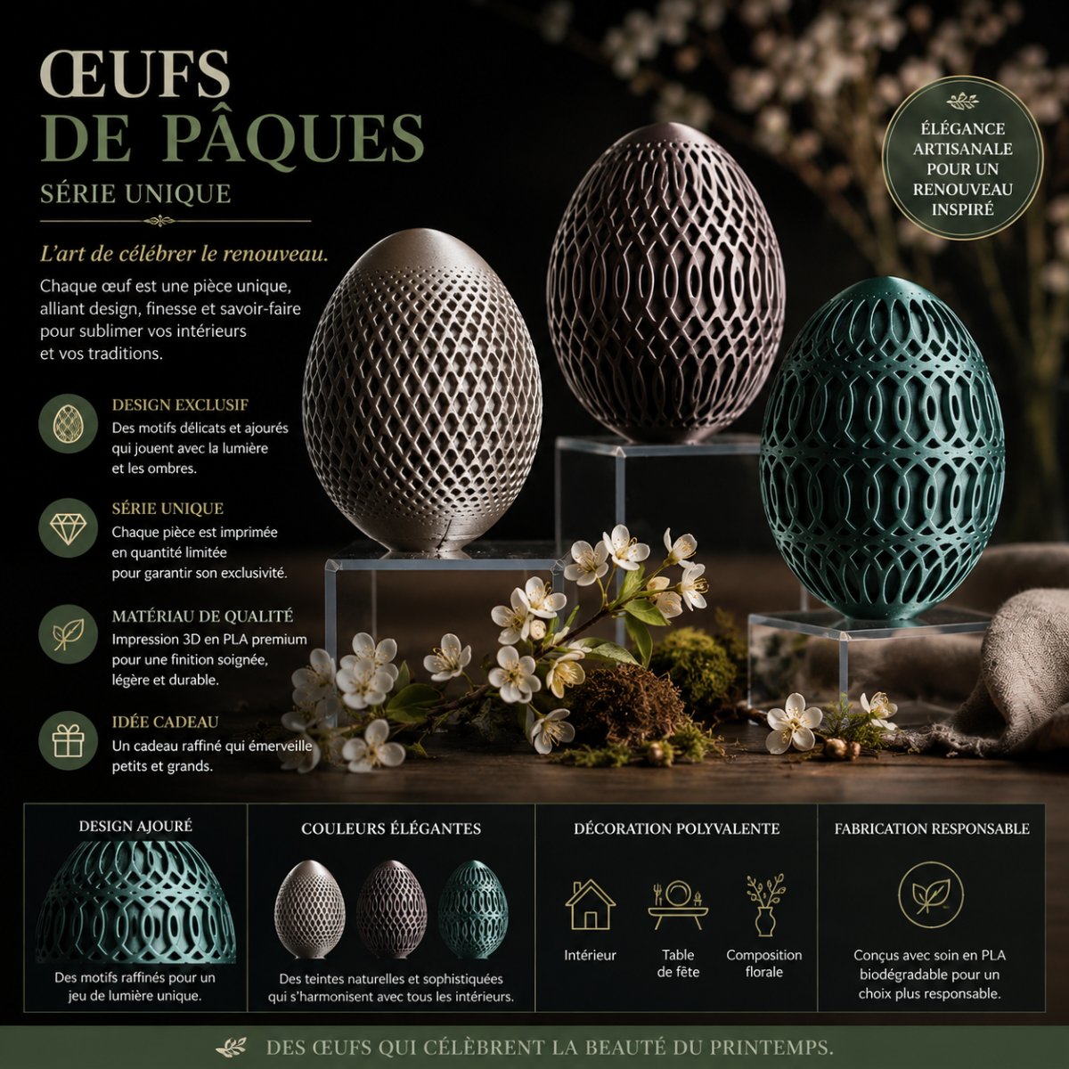 ŒUFS DE PÂQUES — imprimé 3D Made in France