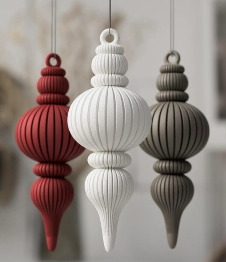 ORNEMENTS FUSEAUX — TRIO NOËL — imprimé 3D Made in France