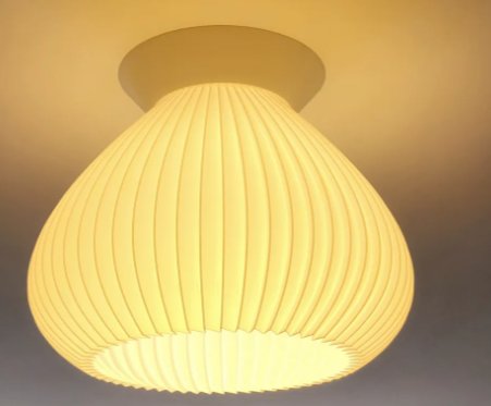 Plafonnier Coquille — Abat-jour nervuré — Déco intérieure imprimé en 3D en France, vue 2