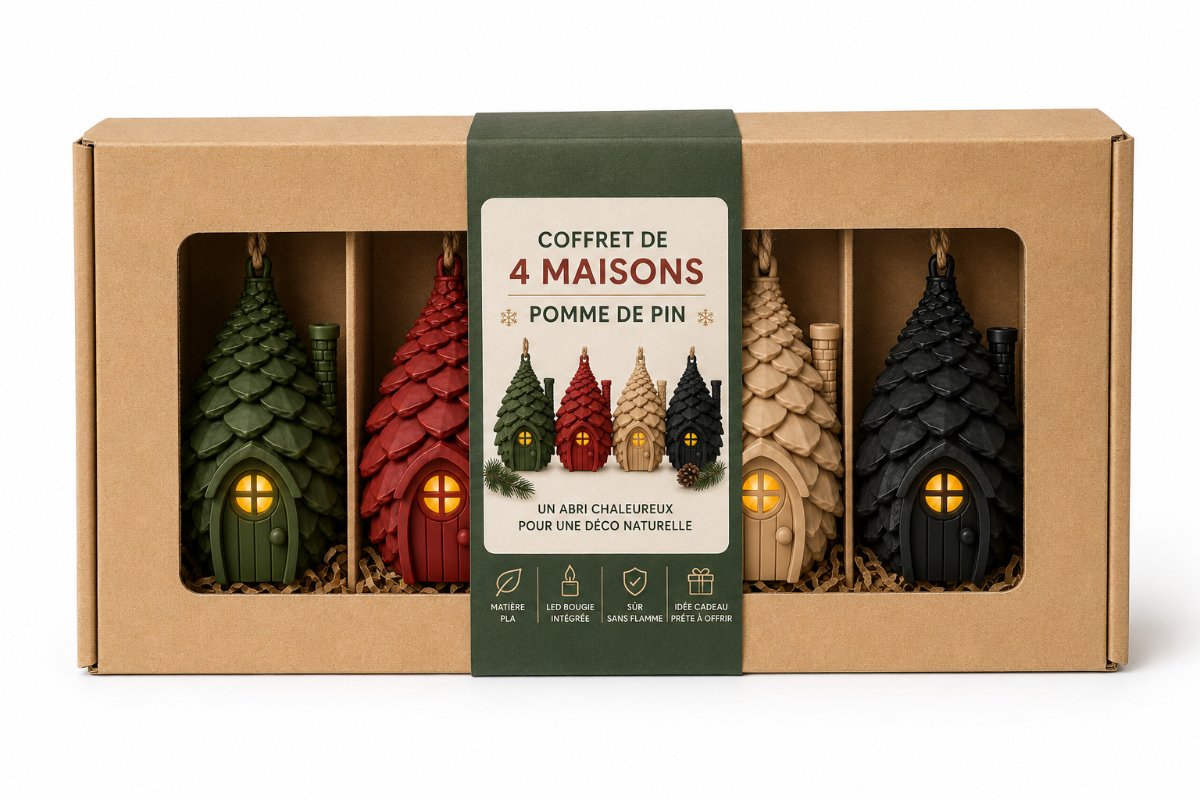 Pomme de pin COFFRET DE 4 unité — Déco intérieure imprimé en 3D en France, vue 2