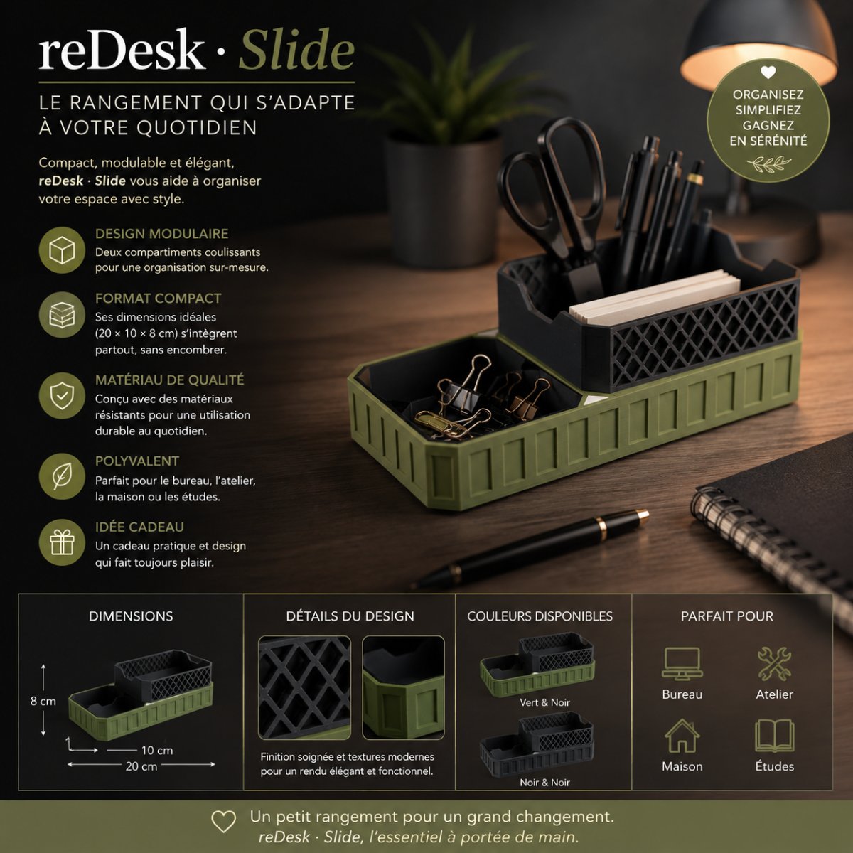 reDesk · SLIDE — Déco intérieure imprimé en 3D en France, vue 4
