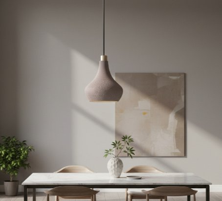 Suspension Goutte — Abat-jour texturé lot de 3 lampes — Déco intérieure imprimé en 3D en France, vue 3