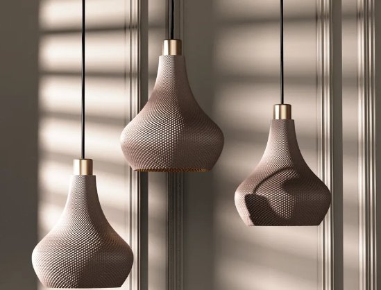 Suspension Goutte — Abat-jour texturé lot de 3 lampes — Déco intérieure imprimé en 3D en France, vue 2