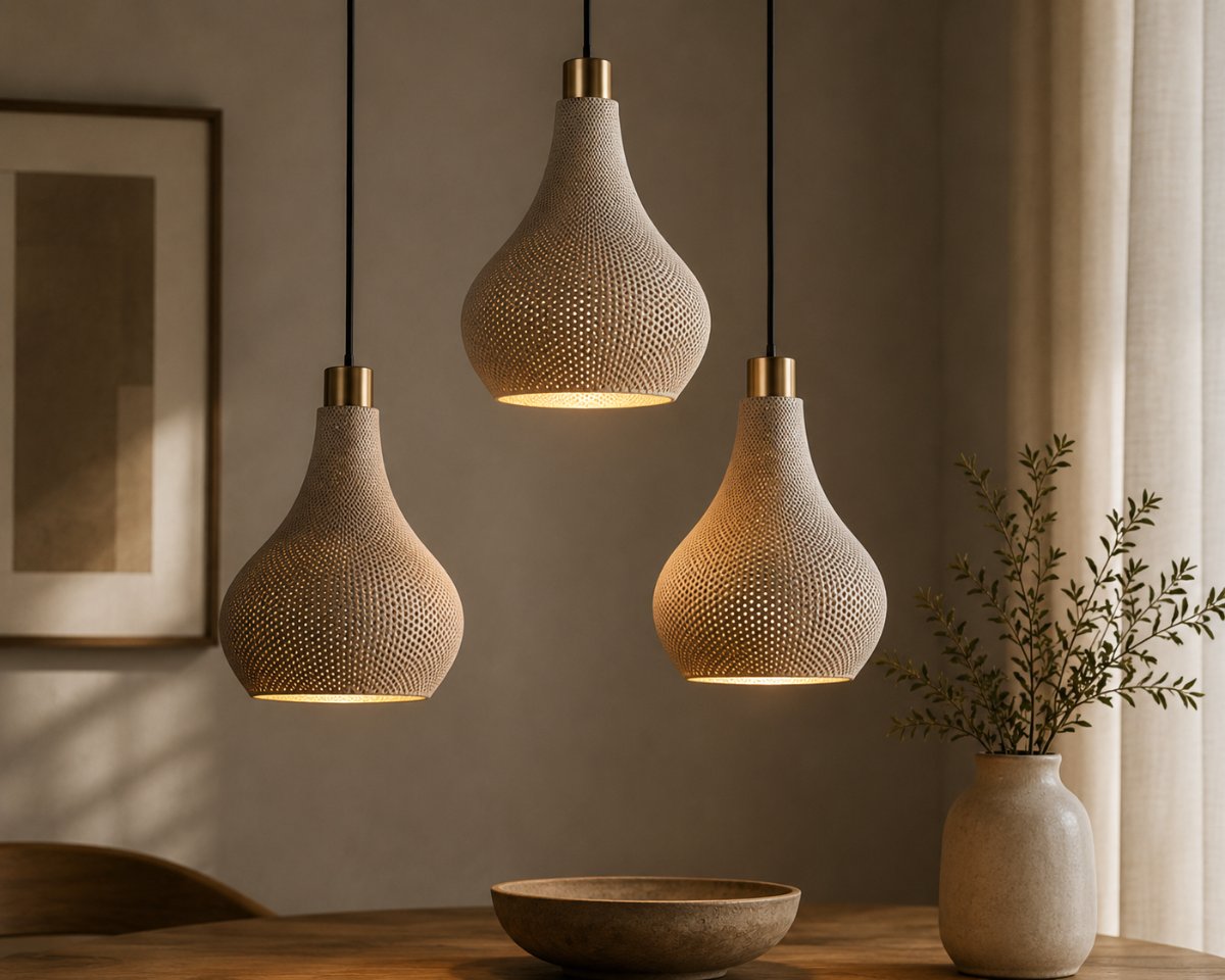 Suspension Goutte — Abat-jour texturé lot de 3 lampes — imprimé 3D Made in France