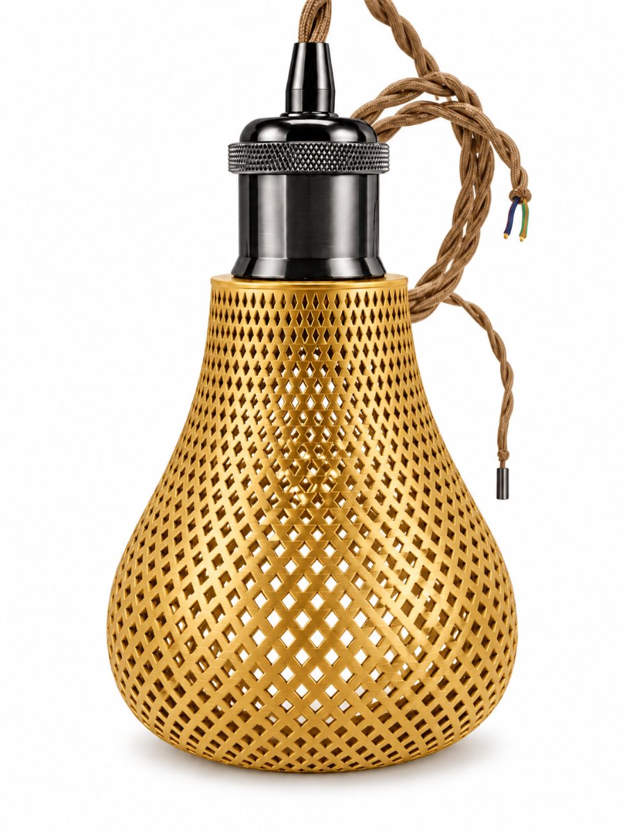SUSPENSION HIRAYA GOLD— ABAT-JOUR MAILLÉ lot de 3 pièces — imprimé 3D Made in France