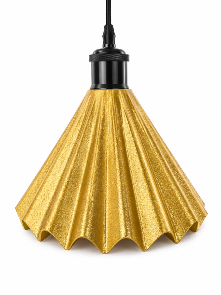 Suspension Tutu GOLD— Abat-jour plissé — imprimé 3D Made in France