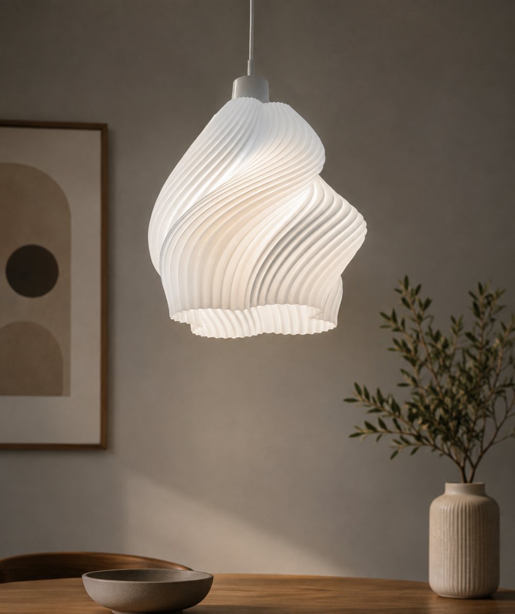 Suspension Vortex — Abat-jour spirale — Déco intérieure imprimé en 3D en France, vue 4
