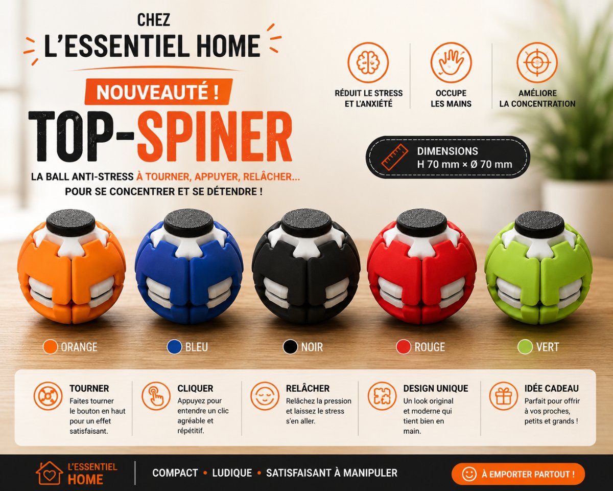 Top-Spinner Ball Anti-Stress Lot de 10 piece — Enfant & jouet imprimé en 3D en France, vue 2