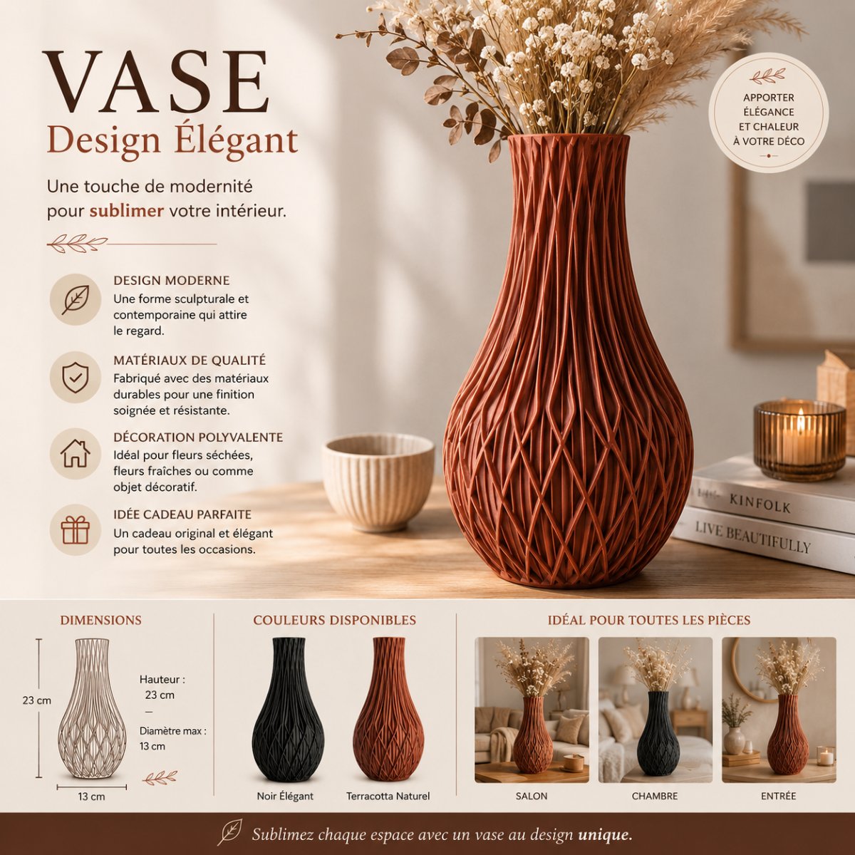 VASE FRACTAL — imprimé 3D Made in France