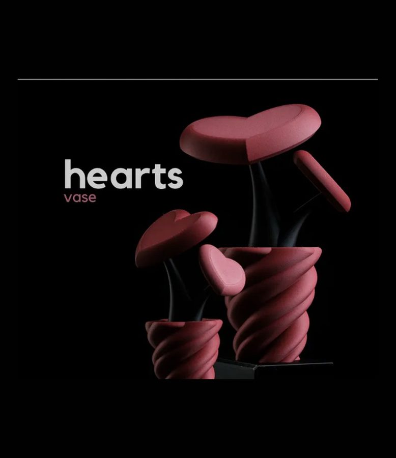 VASE HEARTS — Déco intérieure imprimé en 3D en France, vue 2