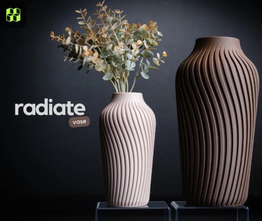 VASE RADIATE — Déco intérieure imprimé en 3D en France, vue 2